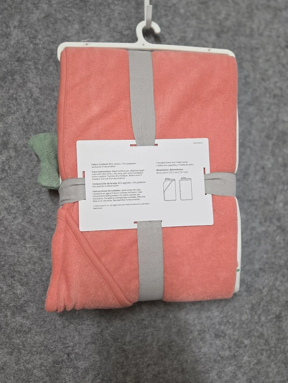 Carter's Pink & White Strawberry Print Towel Set Nwt